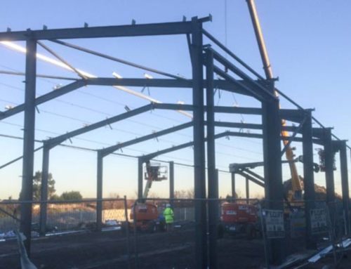 Machine shop steel shell erected